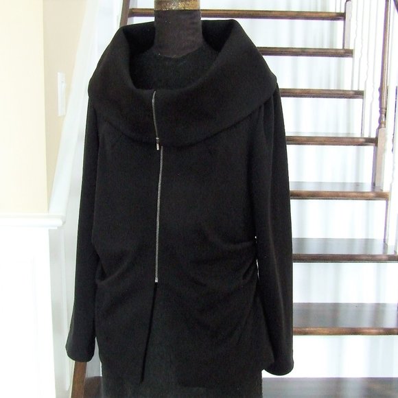 Black Stretchy Jacket Sweater Top with Large Collar 14 L - Picture 4 of 7